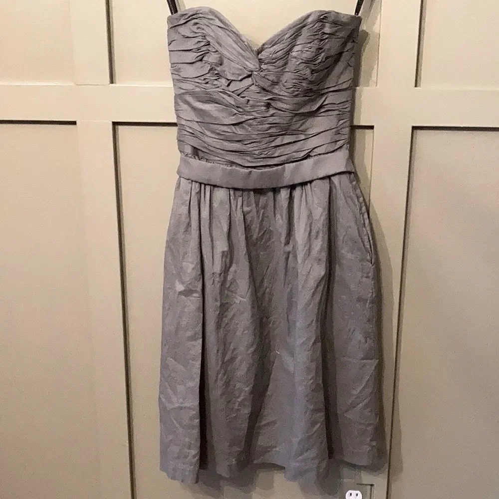 𝅺DESSY Collection Style 2823 Strapless Cocktail Length Dress in Charcoal Gray